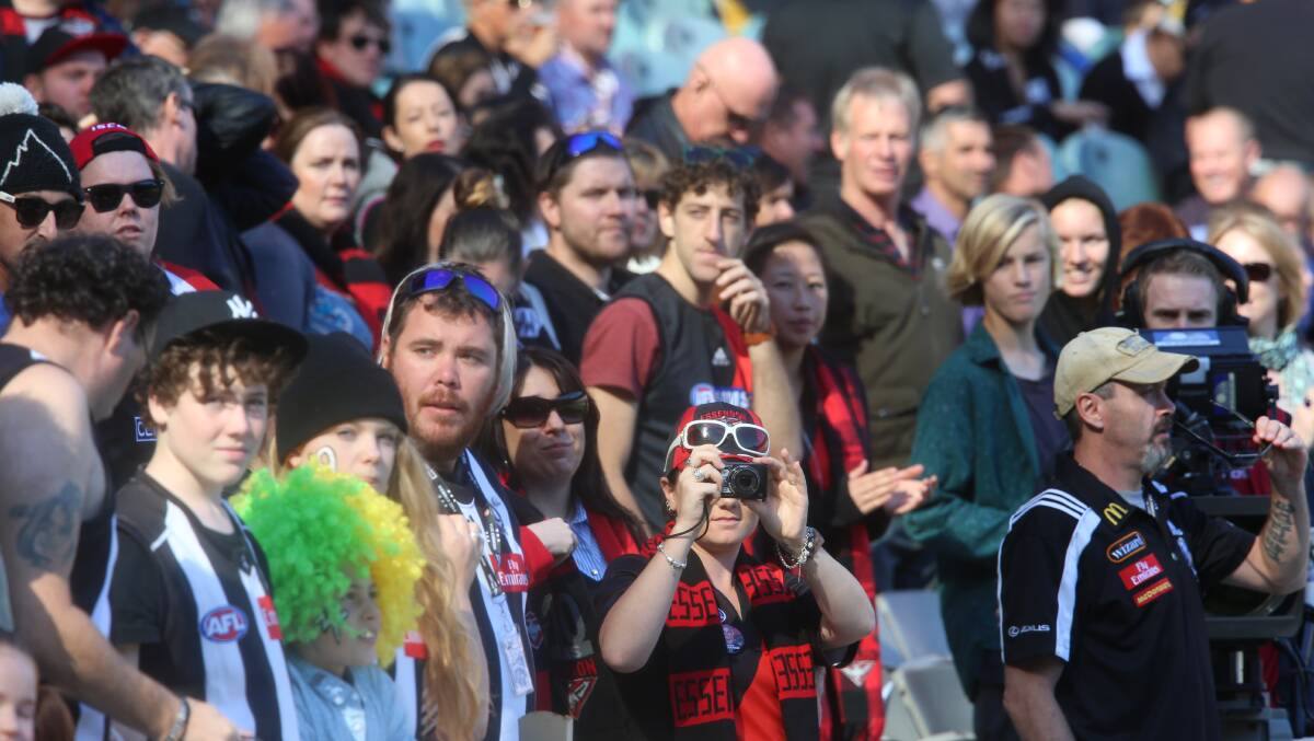 Fans at the Collingwood vs Essendon game at the MCG. Photo: Wayne Taylor, The Age. 