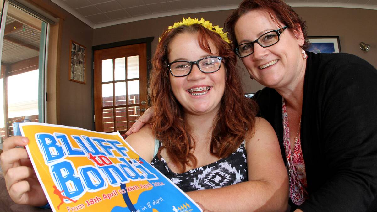 FIRST TO BENEFIT: Phoebe Berwick, 15, of  Devonport, with her mother, Sarah . . .  the Berwick family was the first in a line of children for whom Tim Blair has raised money.  Picture: Stuart Wilson.