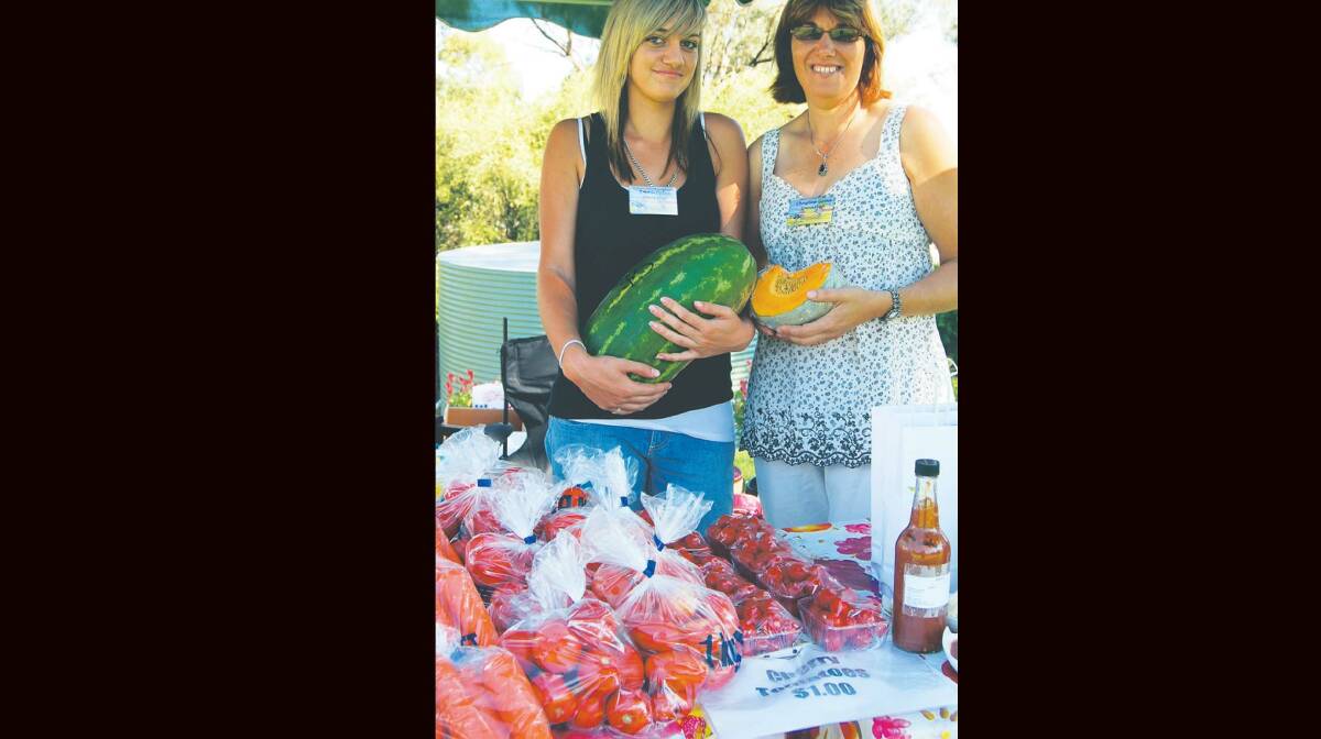 Emma and Christine Galea, with their locally grown produce at the
Japanese Garden's Garden Expo in 2009.