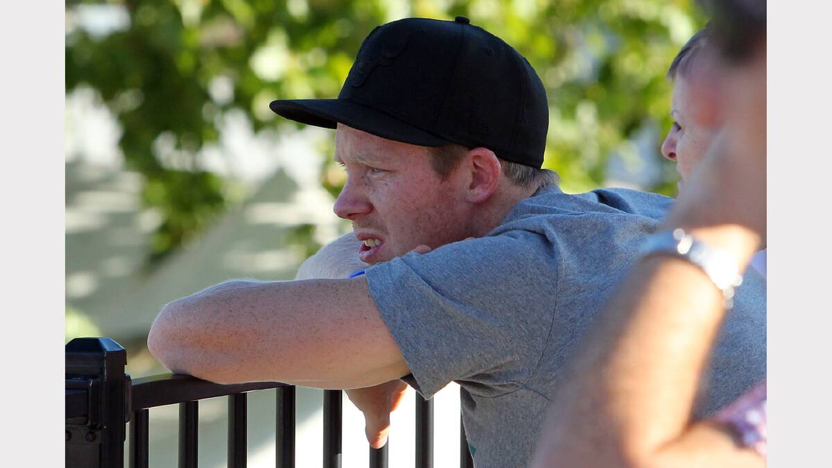 Richmond's Jack Riewoldt had to watch the match from the sidelines at the Norm Minns Oval, Wangaratta.