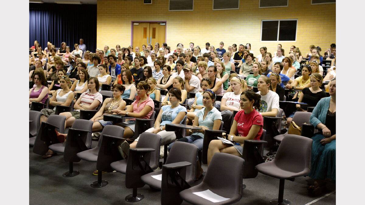 O-week at Charles Sturt University. New students listen to a lecture explaining details of the campus, such as email accounts, in the Nowik Theatre. Picture: MATTHEW SMITHWICK