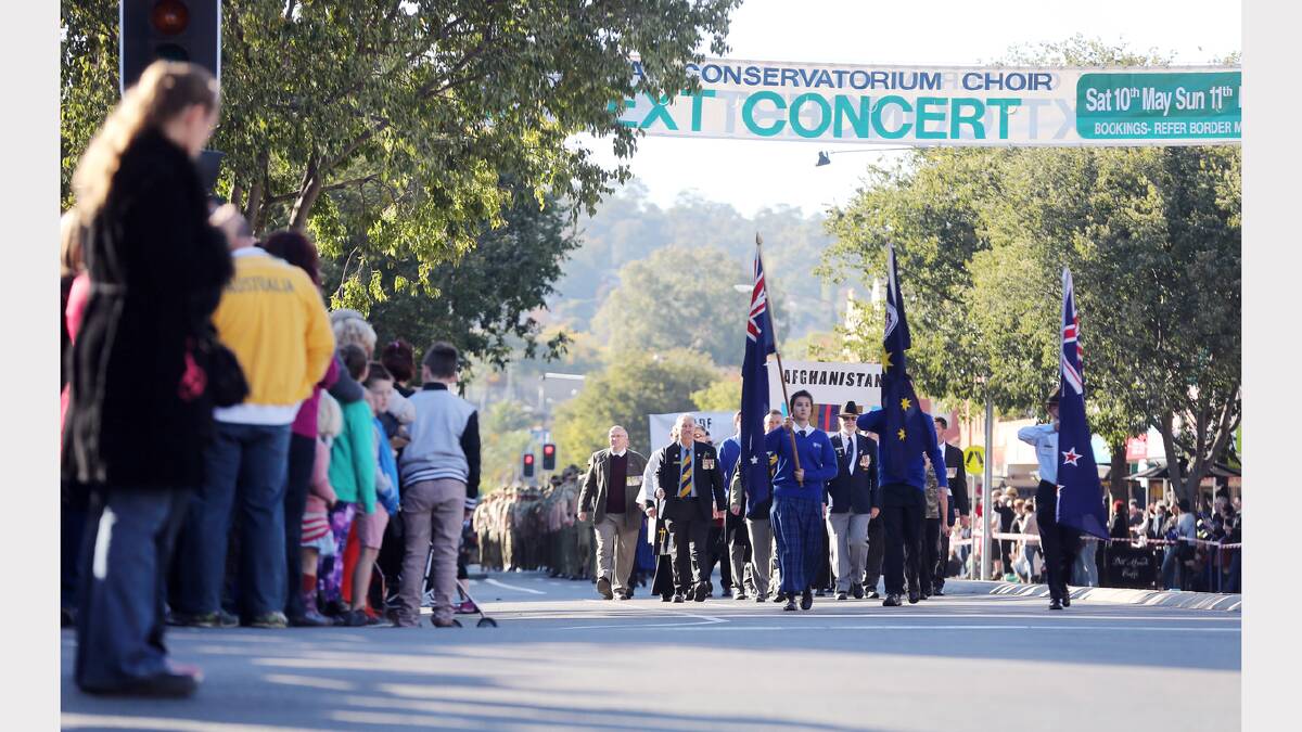 Dean St parade. Click or flick across to see more pictures from the Albury Anzac Day march. Pictures: JOHN RUSSELL