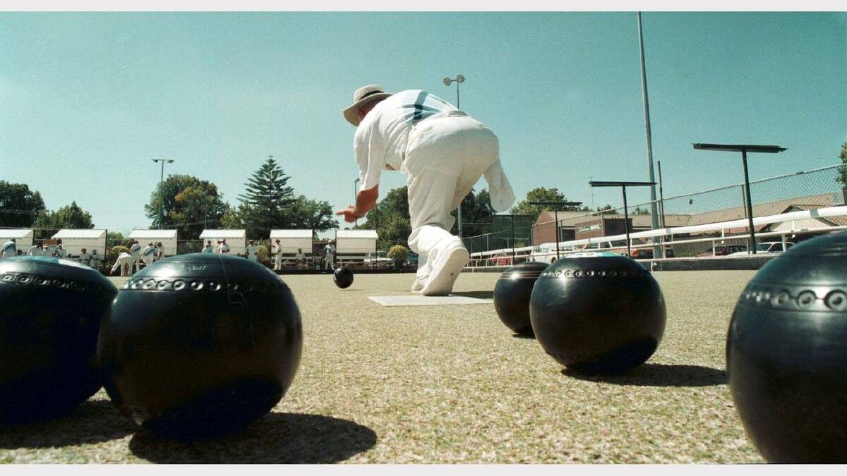 Chris Taylor for SS&A is a picture of concentration as he lines up the kitty in the match against Culcairn.