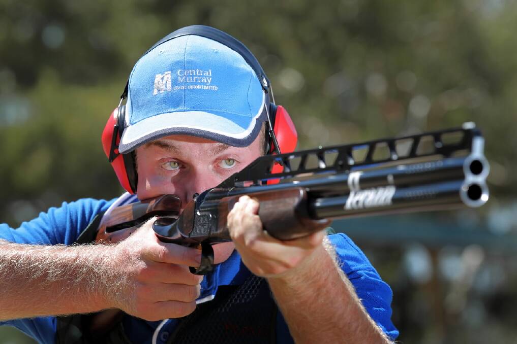 Champion Corowa clay target shooter James Willett, 19, has his sights set on the Rio Olympics. Picture: DAVID THORPE