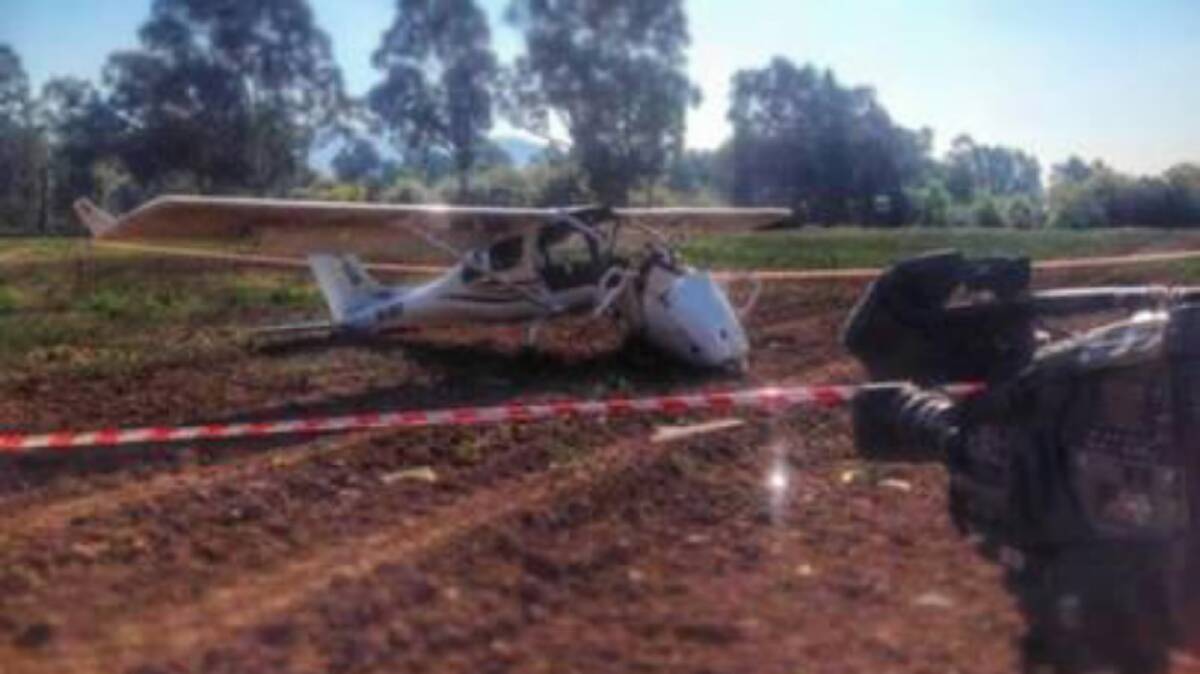 A light aircraft crashed near Myrtleford yesterday afternoon. Picture: PRIME NEWS