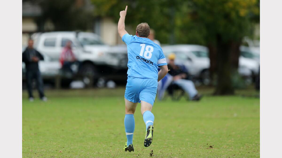 Wanderers' Shaun Wilhelm celebrates a goal in the opening moments of the second half.
