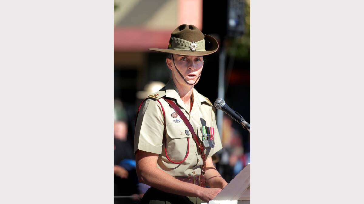 Major Angela Dent was the guest speaker for the Wodonga Anzac Day service.