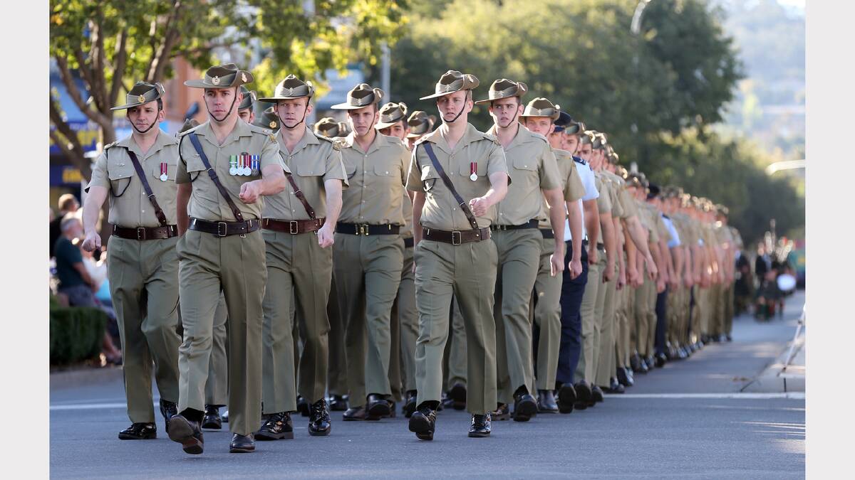 Dean St parade. Click or flick across to see more pictures from the Albury Anzac Day march. Pictures: JOHN RUSSELL