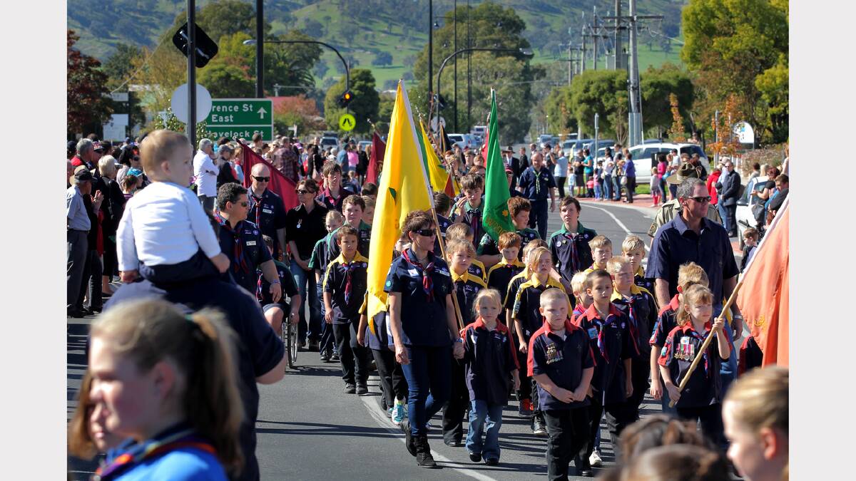 Wodonga Anzac Day parade. The 1st Wodonga Scout Group was one of the groups taking part in the event.