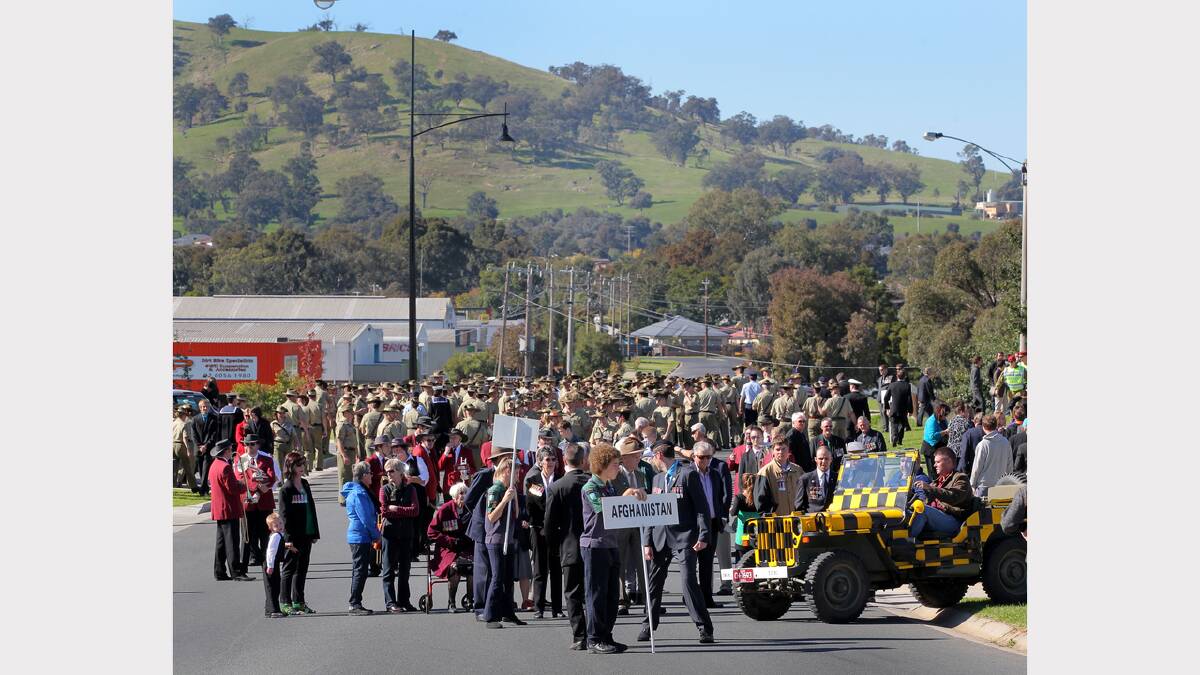 Wodonga Anzac Day march. Marchers form up for the parade.