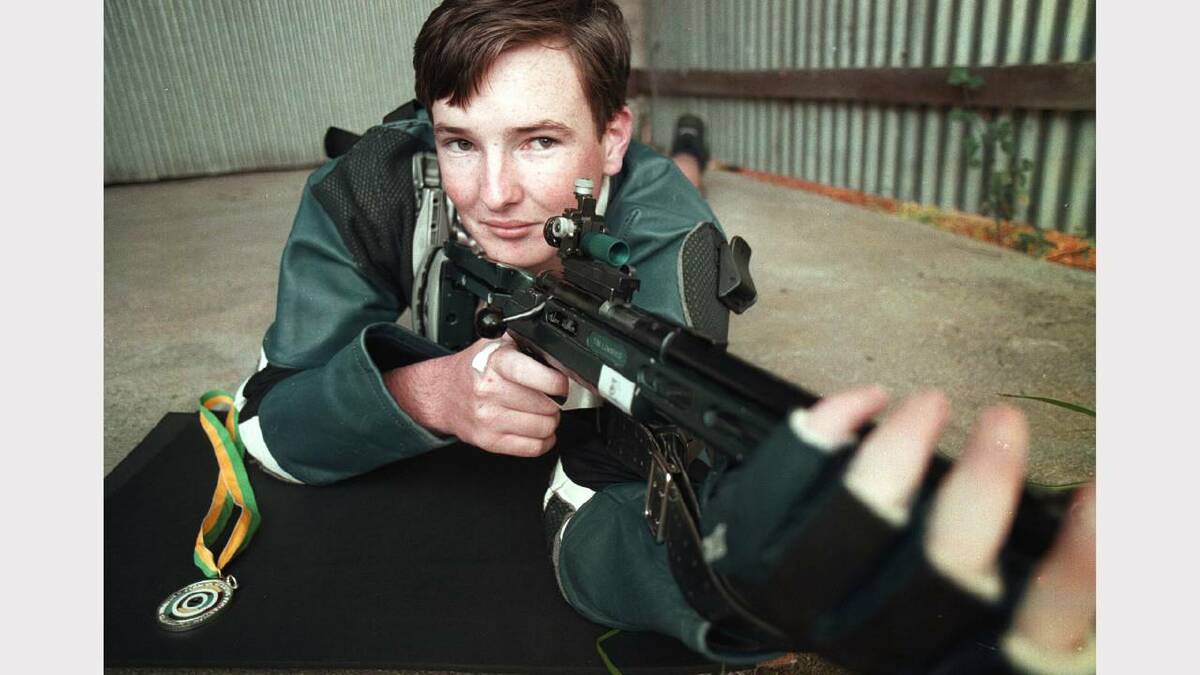 Smallbore shooter Tim Lowndes at the Albury range. Picture: RAY HUNT