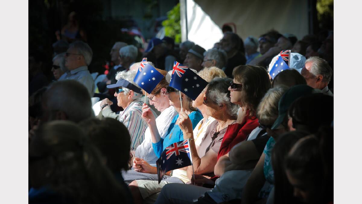 King George Gardens in Wangaratta, Australia Day 2014, flags doubled as good sun shades during the ceremony.