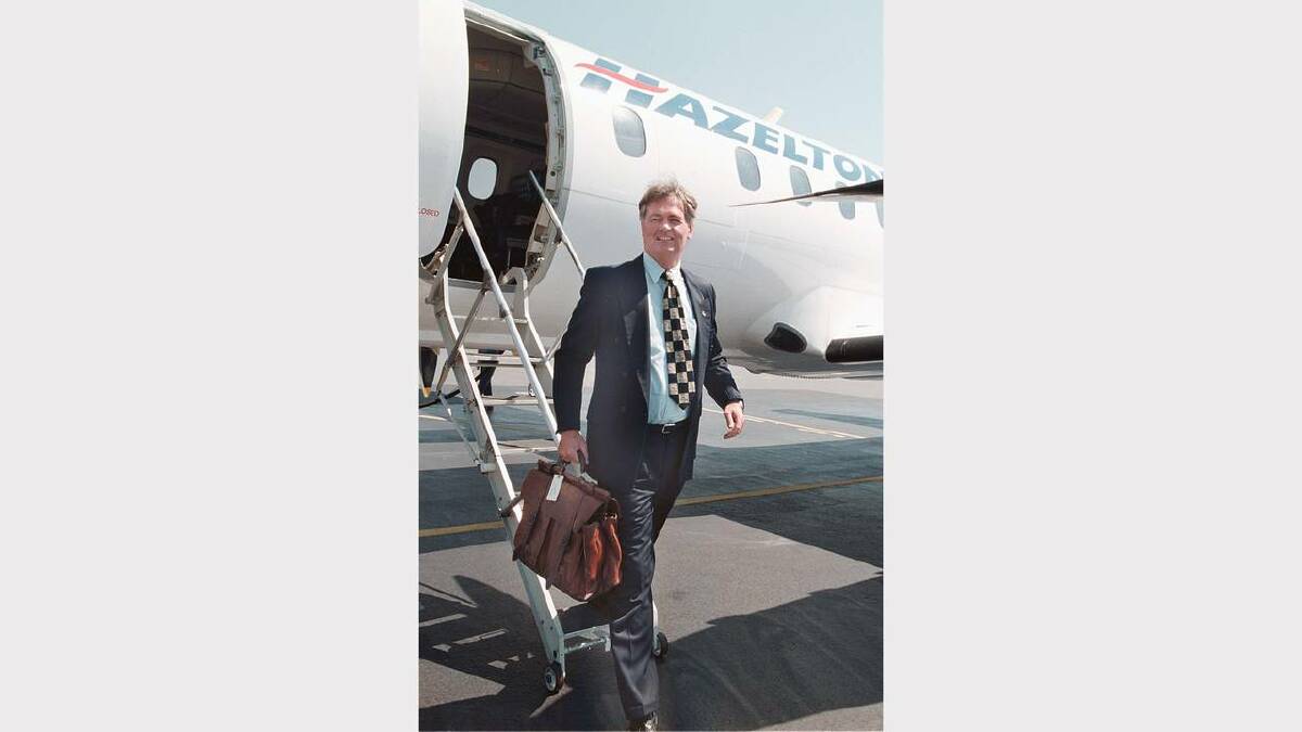 Albury Airport  -  SOCOG executive Hugh Watson arrives in Albury to inspect possible training venues for visiting countries ahead of the Sydney Olympic Games. Picture: PETER MERKESTEYN