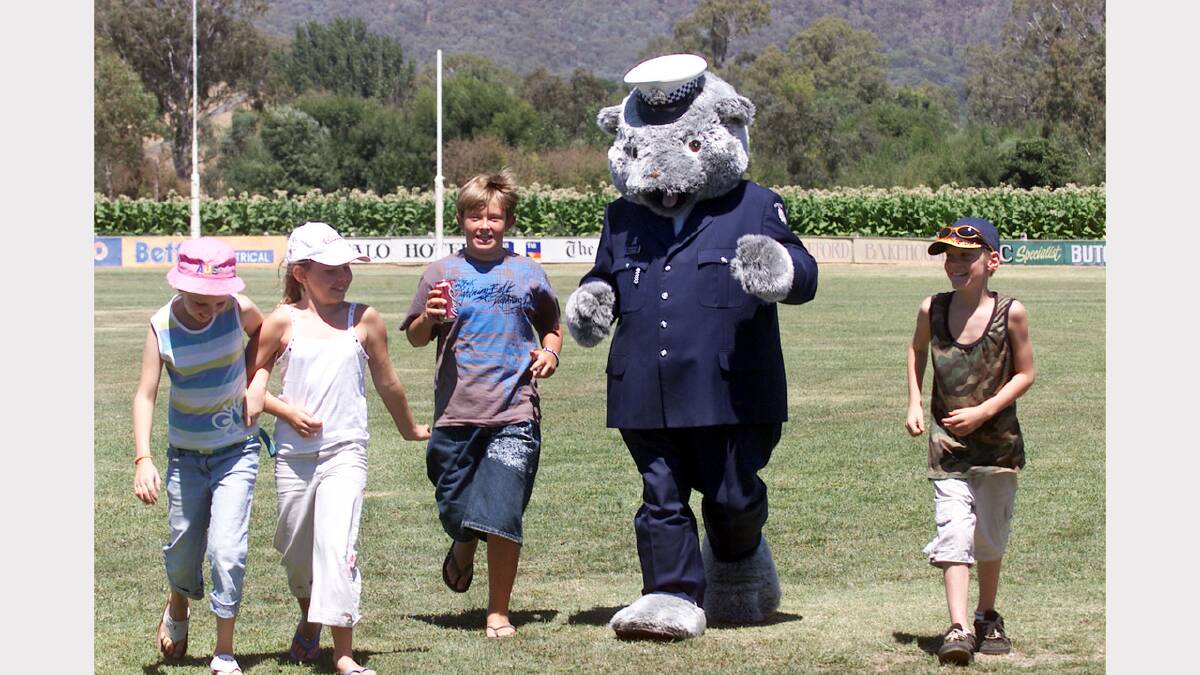 Police Blue light social day at McNamara Reserve, Myrtleford.  ''Constable T. Bear'' was a hit with the children. Picture: RAY HUNT