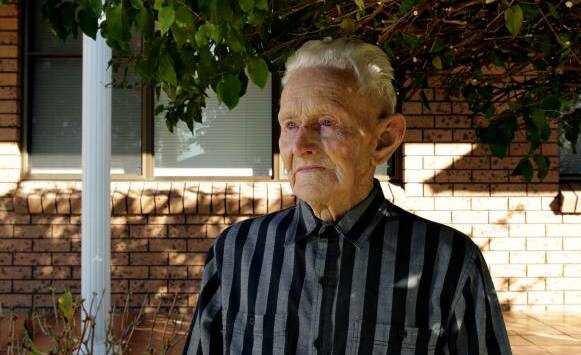 Eric "Jim" Muddle still gardening at age 100. Picture: SIMONE DE PEAK.