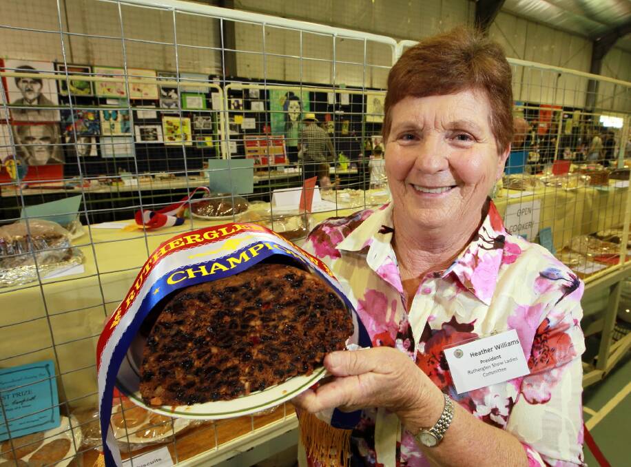 Heather Williams, of Brimin, with her plum pudding which won Champion Open Cookery. Picture: KYLIE ESLER