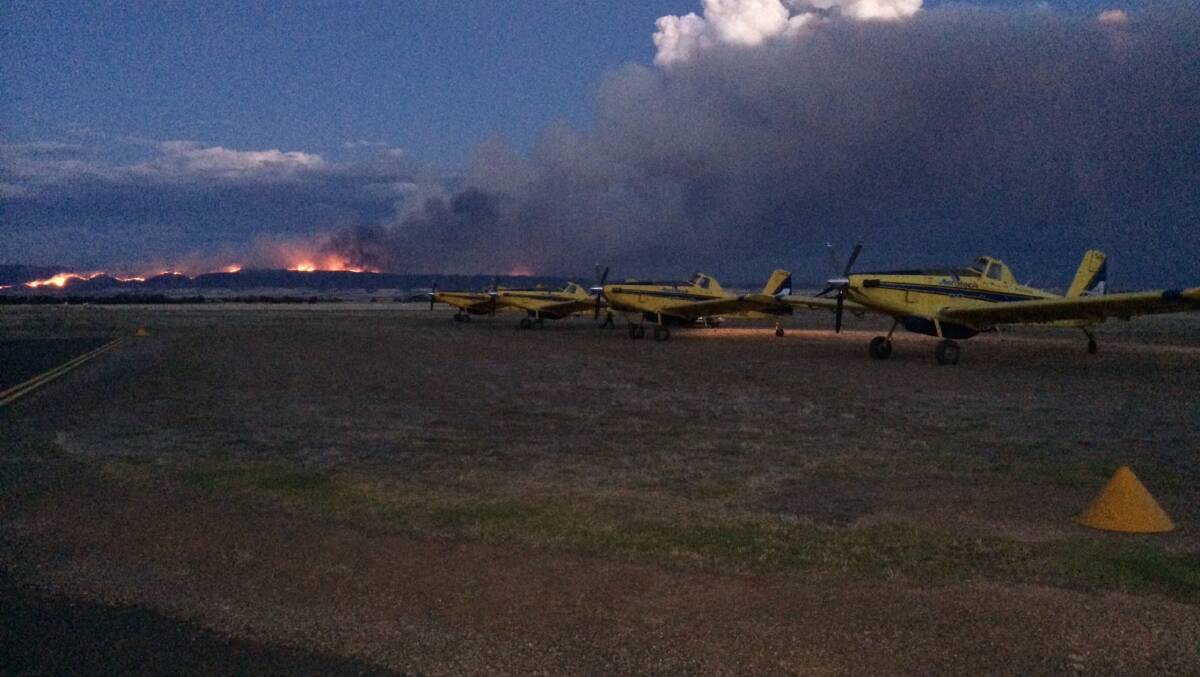 Water bombers lined up at Port Pirie airport. Photo: Mayor Brenton Vanstone