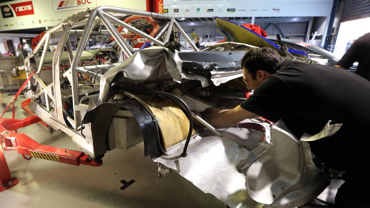 Engineers will be working around the clock to restore the No. 8 racing car. 