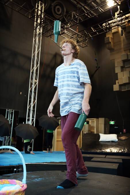 Zach Johnson rehearses for the Flying Fruit Fly Circus’ latest production, Circus  Under My Bed, ahead of a sold-out Melbourne season. 