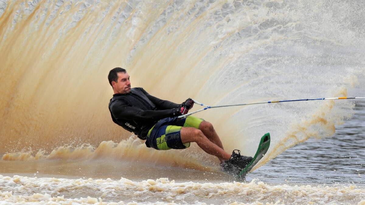 Water-skiers battle high winds