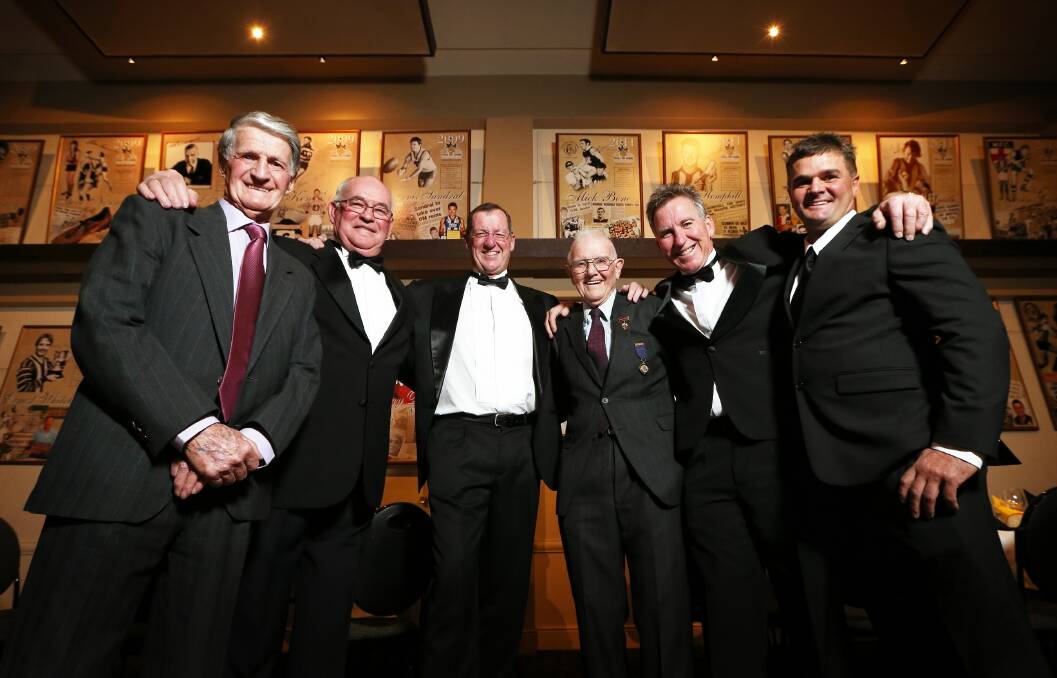 O&M Hall of Fame 2014 inductees Frank Elkington, Bill Sammon, Phil Nolan, Neil Currie, Kevin Mack Jnr, Tim Scott. Picture: JOHN RUSSELL