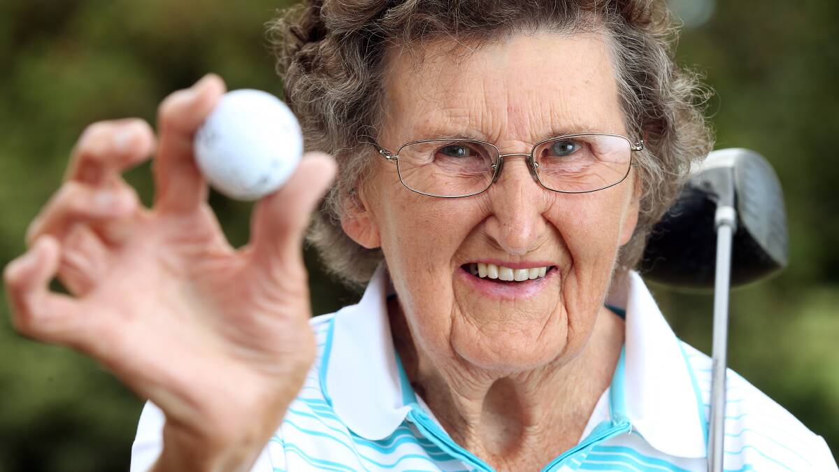 Betty Gibson laughed and shrieked after landing a hole-in-one. Picture: JOHN RUSSELL