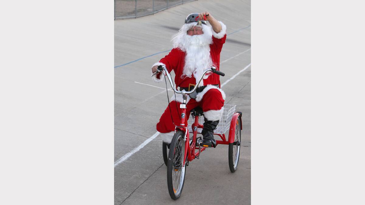 Santa made a guest appearance at the velodrome. Picture: MARK JESSER