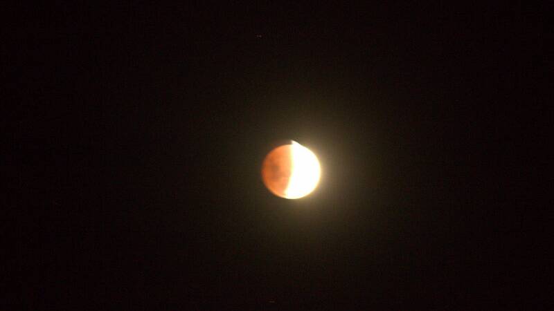 Lunar eclipse over North Albury. Picture: Adrian Povey (email)