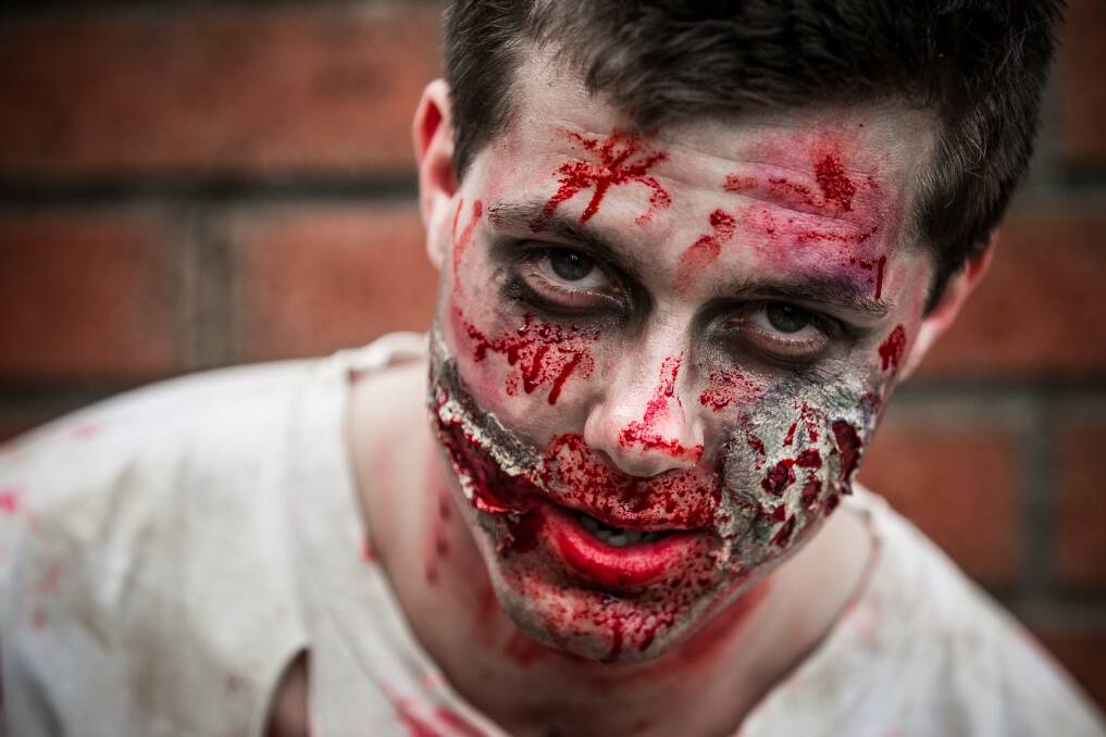 Albury Zombie Walk - Jarred Hodgkin, 18, won best dressed adult. Picture: DYLAN ROBINSON