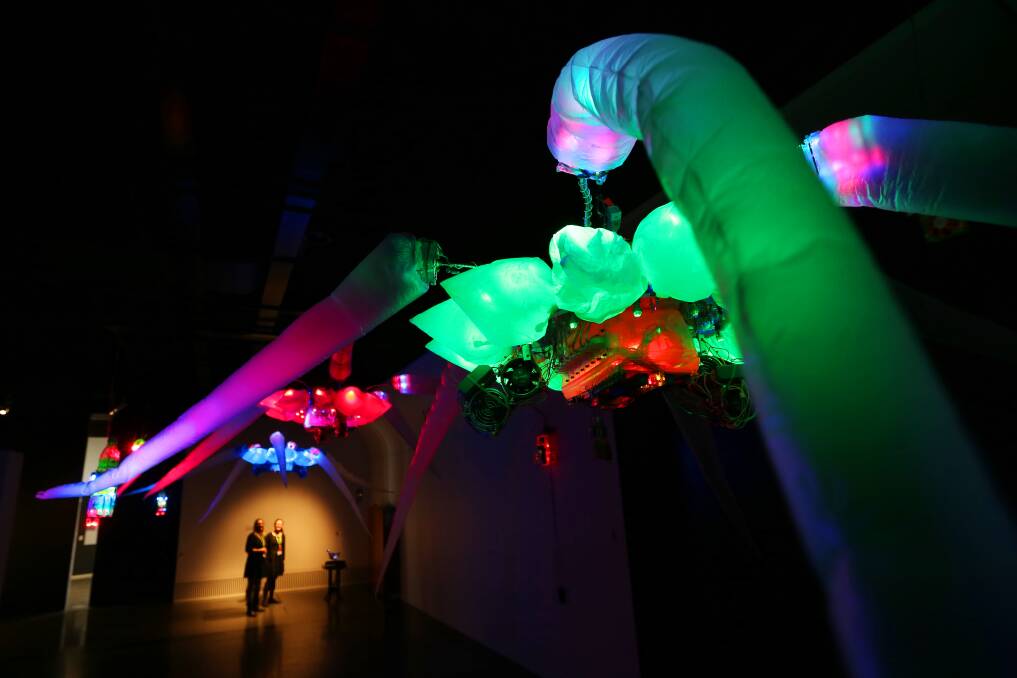 Slide To Unlock by artist Shih Chieh Huang in the Experimenta: Speak To Me exhibition, until Sunday, July 13, Albury Library Museum. Picture: MATTHEW SMITHWICK