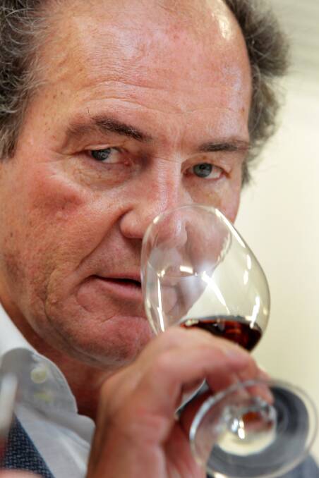  Riedel glass company chief executive Georg Riedel tries some Rutherglen muscat in one of his own glasses. Pictures: DAVID THORPE