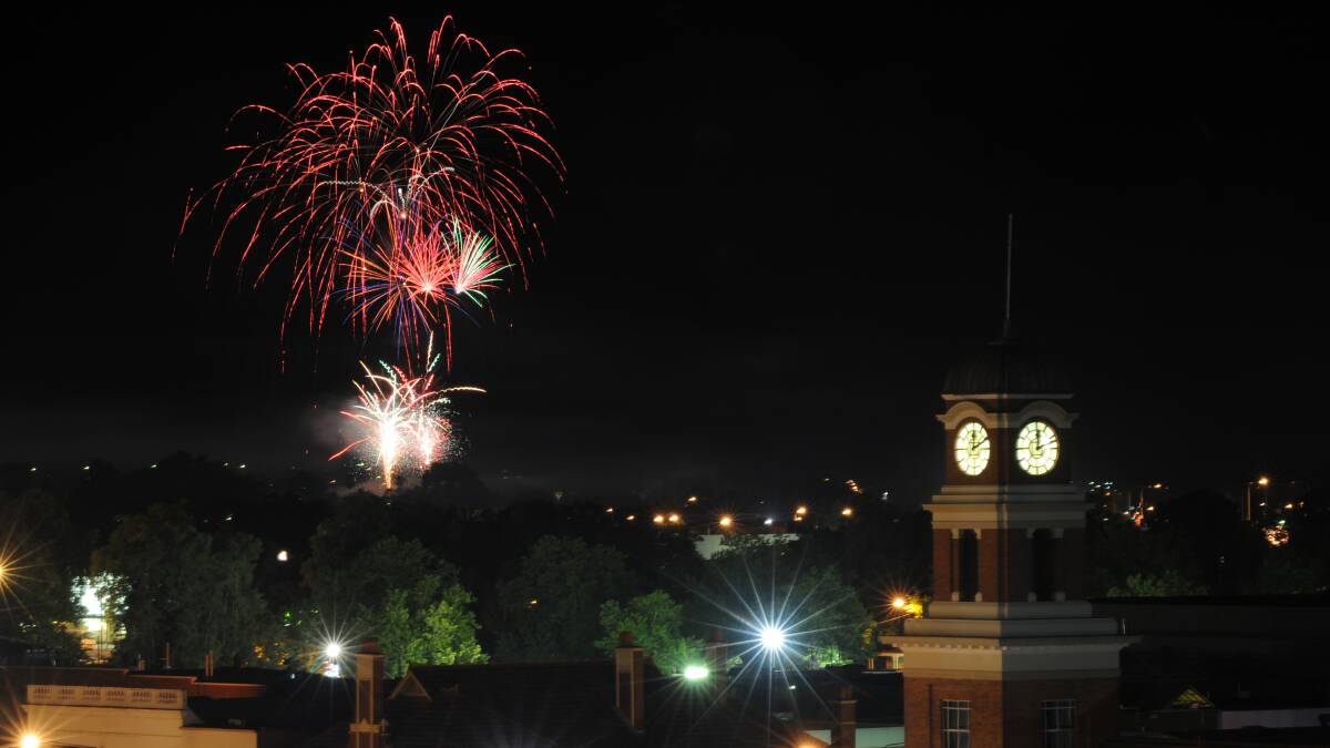 Photographer Mark Jesser caught the Albury fireworks with a stunning view from the Volt Lane car park.  Picture: MARK JESSER
