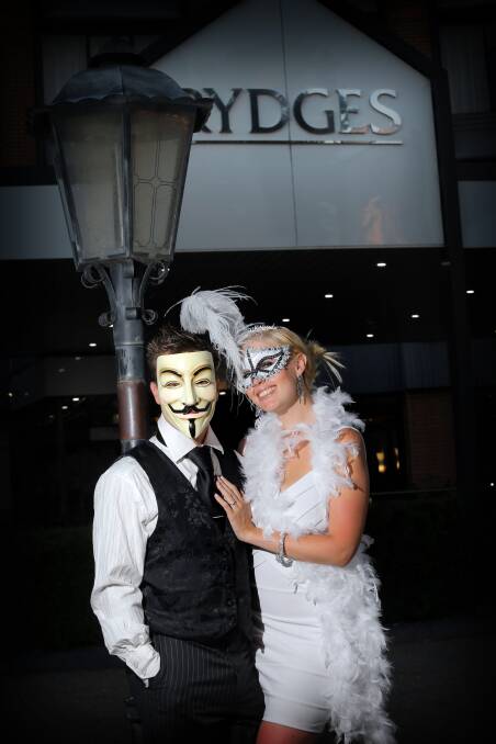  RYDGES ALBURY MASQUERADE BALL: Melbourne's  Peter Rowland and his fiance Rhiannon Smith. Picture: TARA GOONAN
