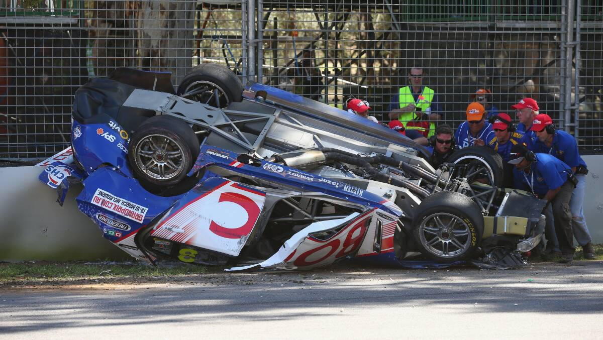 The smash that wrote-off Jason Bright's No. 8 racing car. 