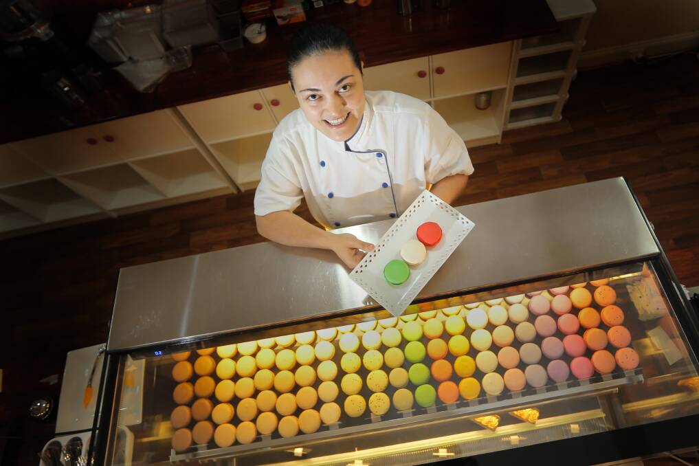 Patricia Ortiz, of Patty's Patisserie,  displays the macarons made on site. Picture: TARA GOONAN
