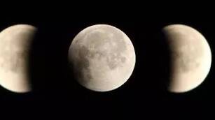 Following the journey of the lunar eclipse from West Wodonga. Picture: SOPHIE COOK