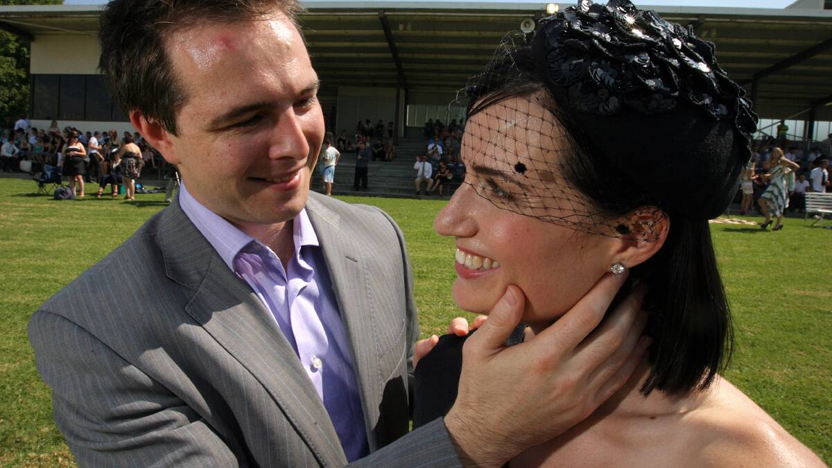 2010 - Melbourne's Chris O'Haire with his wife Janet O'Haire, who won the millinery section. Picture: KYLIE ESLER