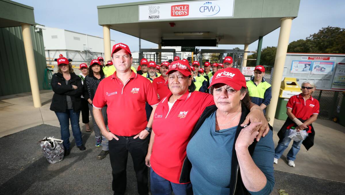 Union organiser Neil Smith and delegate Pani Ward are supporting Noelene Kershaw over theft claims made against her. Picture: MATTHEW SMITHWICK