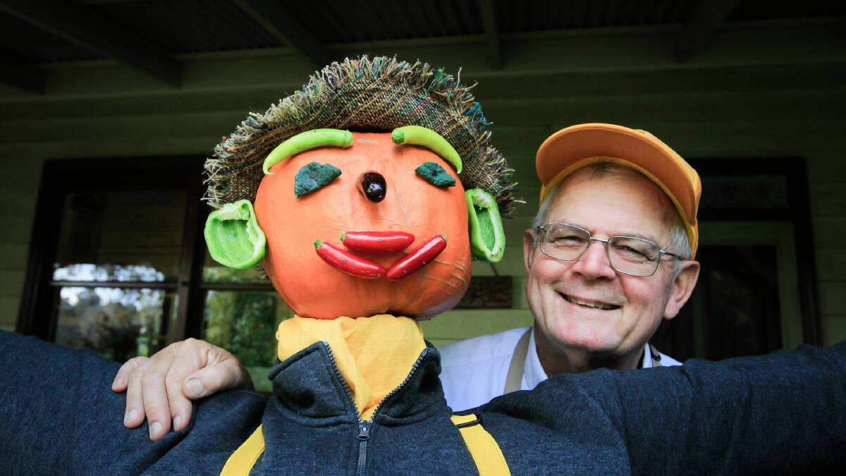 Royce Sample reckons he’s a chance to win a prize with his pumpkin man at Saturday’s Murmungee Harvest Festival.  Picture: DYLAN ROBINSON