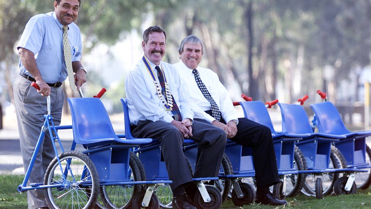 2001 - Howard Butterworth completing a promotion for the rotary wheelchair project for the Soloman Islands and Fiji. Picture: McCORMACK