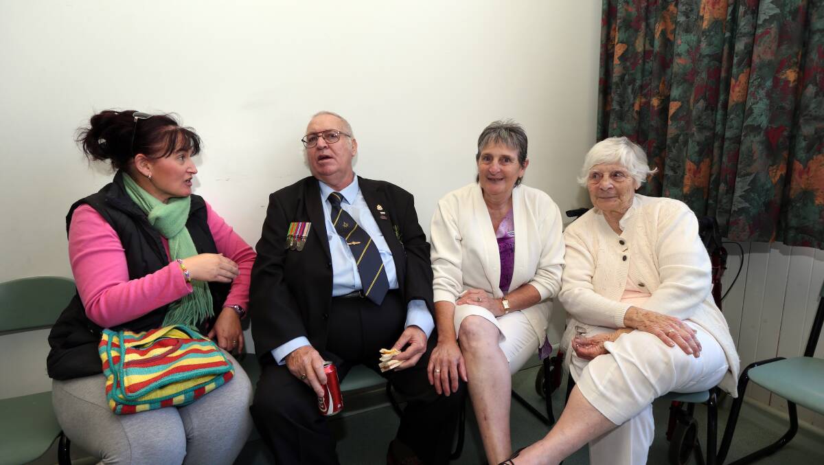 Pictured after the service at the Tallangatta Memorial Hall is Lucy Lee, Stephan Bornholm, CherieBornholm and Petricia Richards. Picture: PETER MERKESTEYN