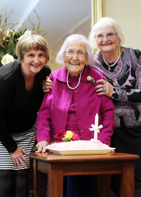 Doris Macken yesterday celebrated her 106th birthday with her great niece Louise Hobson and niece Lesley McClintock.