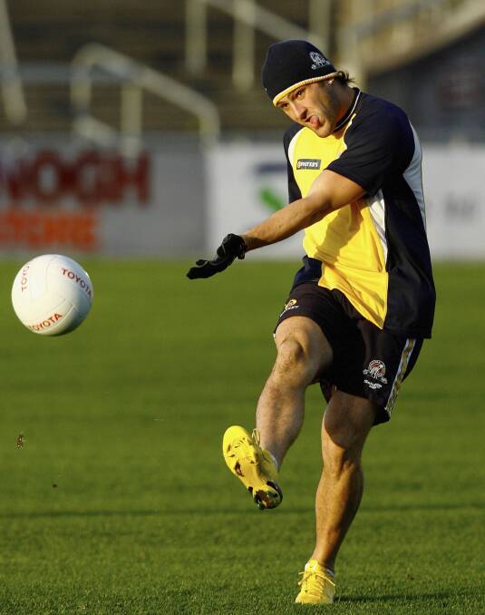 Brendan Fevola of Australia in action during the Australian International Rules team training session at Pearse Stadium on October 26, 2006 in Galway, Ireland.  Picture: GETTY IMAGES