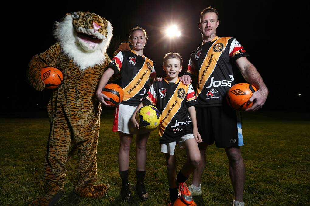 The Boomers swapped their usual stripes with those of the Albury Tigers to raise money for James McQuillan. Picture: MATTHEW SMITHWICK