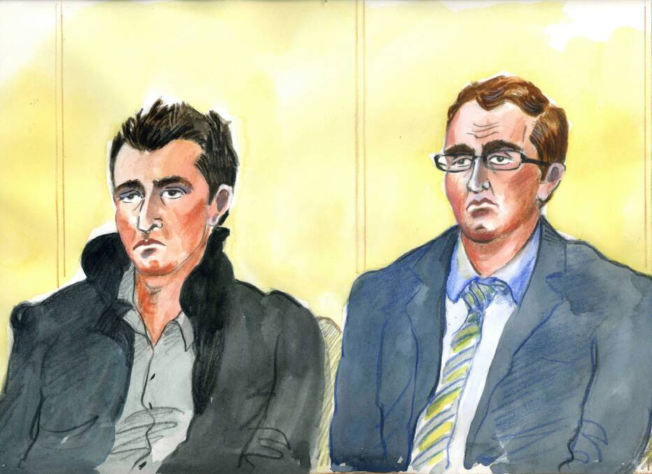 Artist sketch of AAron and Joshua Dalton artist sketch appearing in the County Court. 