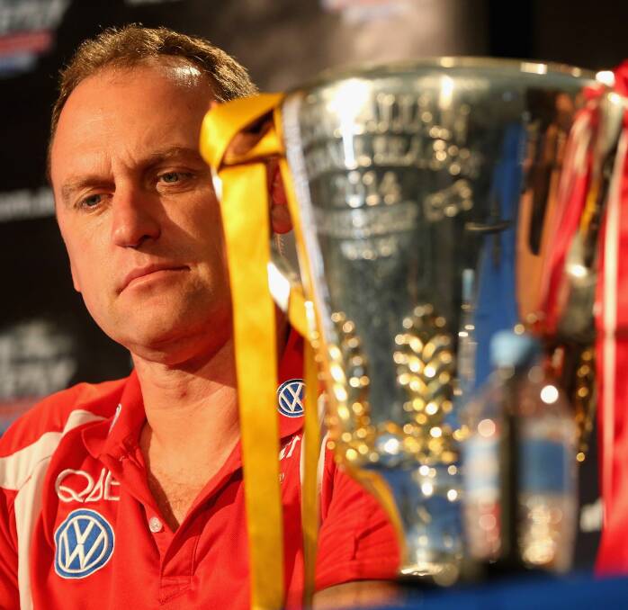 John Longmire, son of Corowa mayor Fred Longmire, is coach of the Swans. Picture: GETTY IMAGES