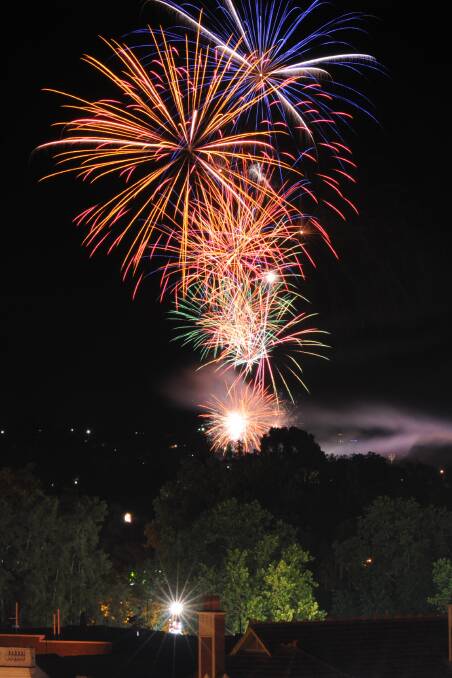 Photographer Mark Jesser caught the Albury fireworks with a stunning view from the Volt Lane car park.  Picture: MARK JESSER