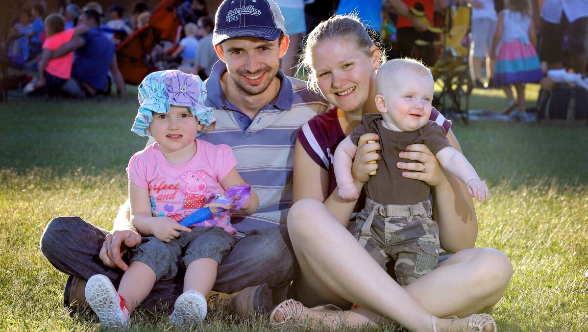 Lavington's Smith family - Emelie, 2, Sherwin, Carlie and Elijah, 6 months. Picture: TARA GOONAN