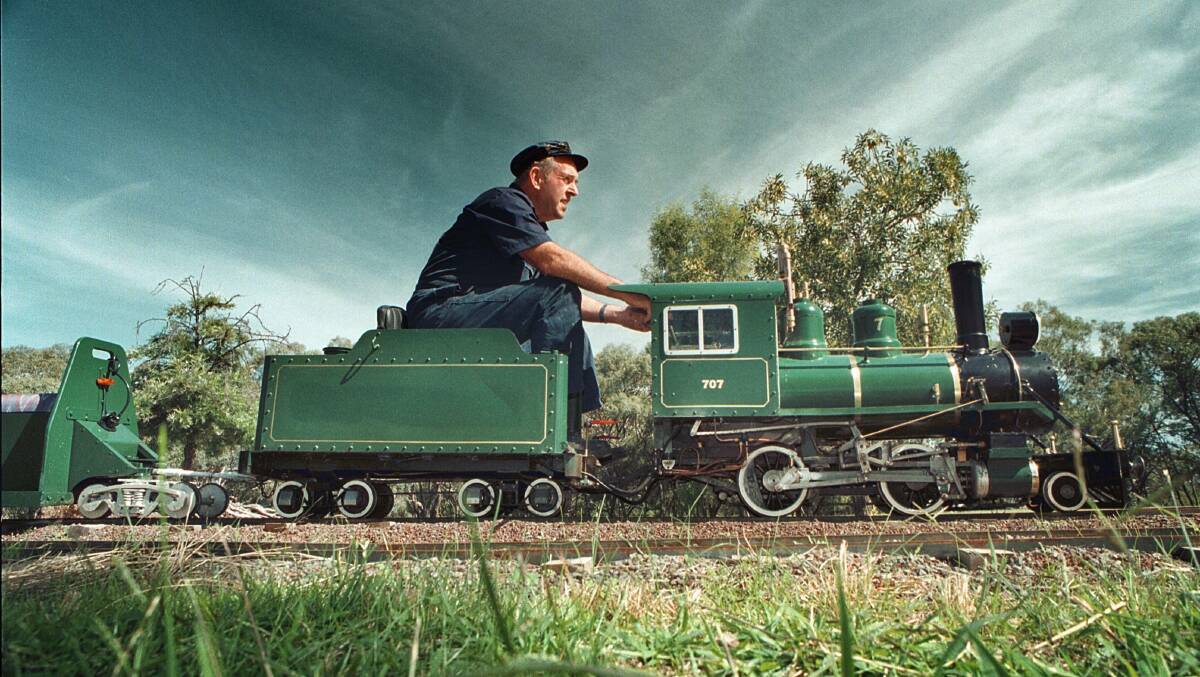 John Peel on the Jerilderie miniature railway. Picture: CHRIS McCORMACK