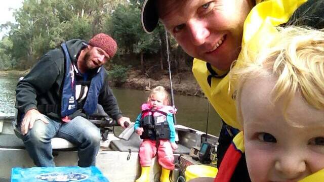 Albury's Carl Friedlieb and son Patrick (front) entered the Toolamba fishing comp near Shepparton while holidays with Rhys and Billie Martin - CARL FRIEDLIEB (Facebook)